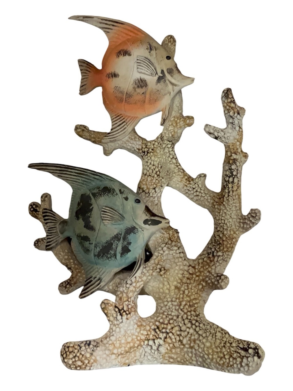 Ceramic Coral Wall Accent with Two Tropical Fish - Seafoam & Coral